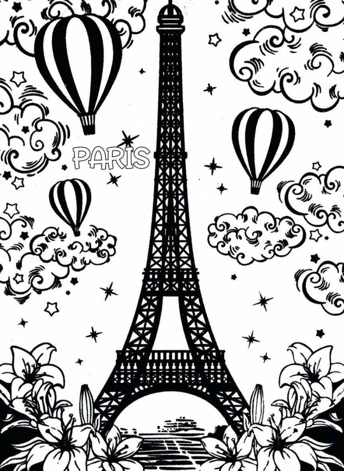 Impressive eiffel tower coloring book