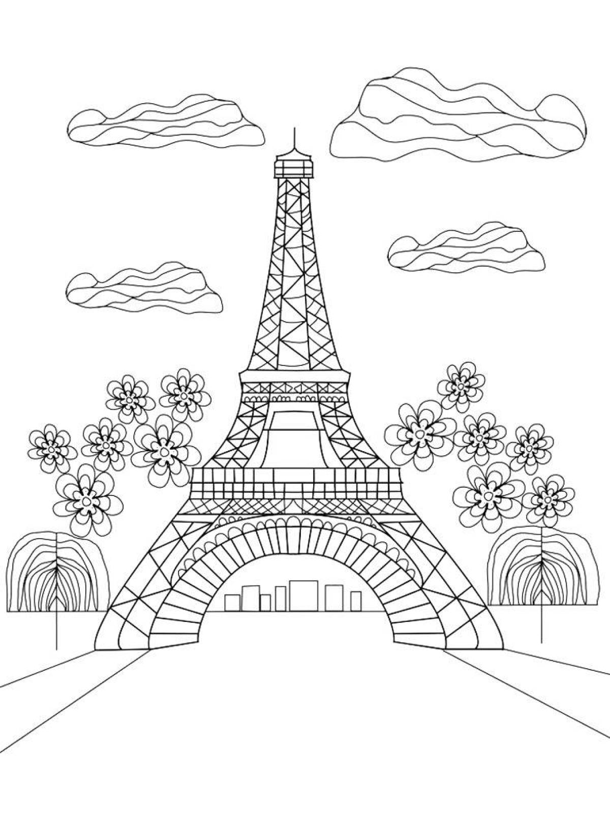 Coloring page wonderful eiffel tower