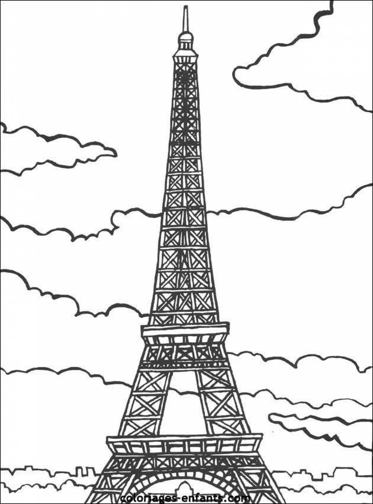 Glittering eiffel tower coloring page