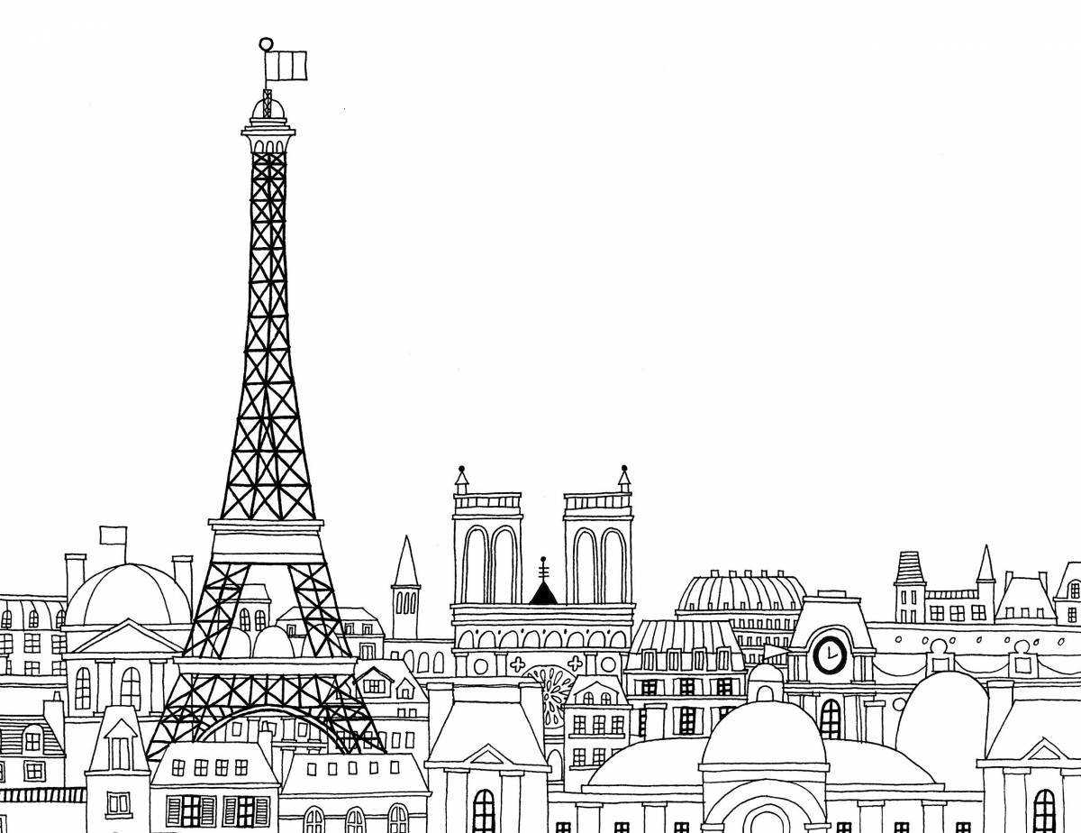 Colouring bright eiffel tower