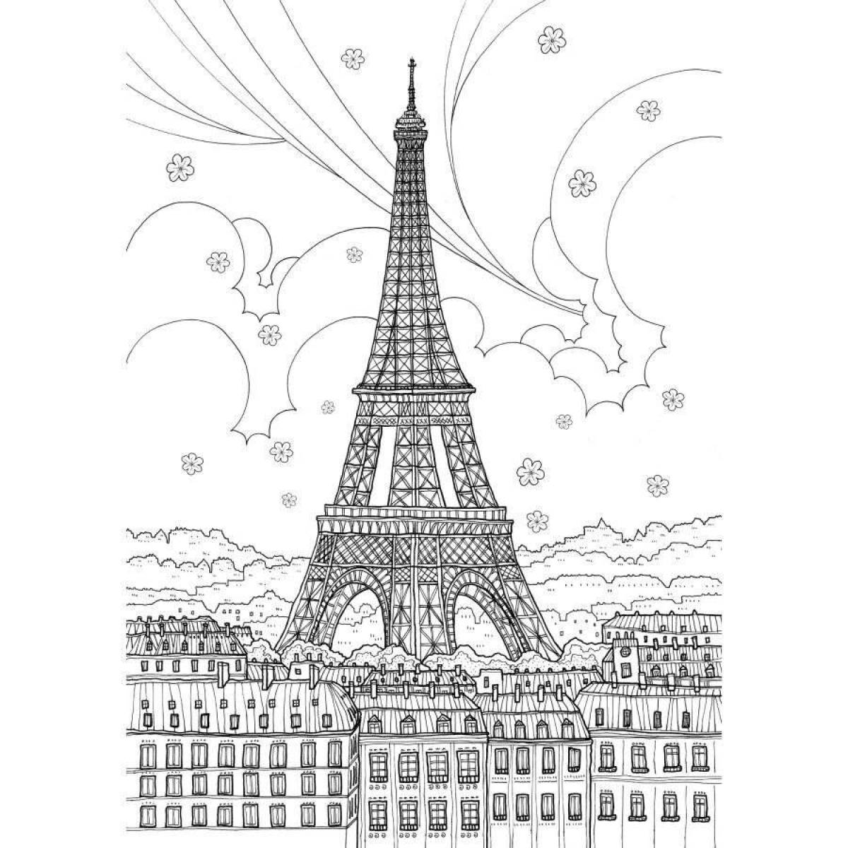 Luxury eiffel tower coloring page