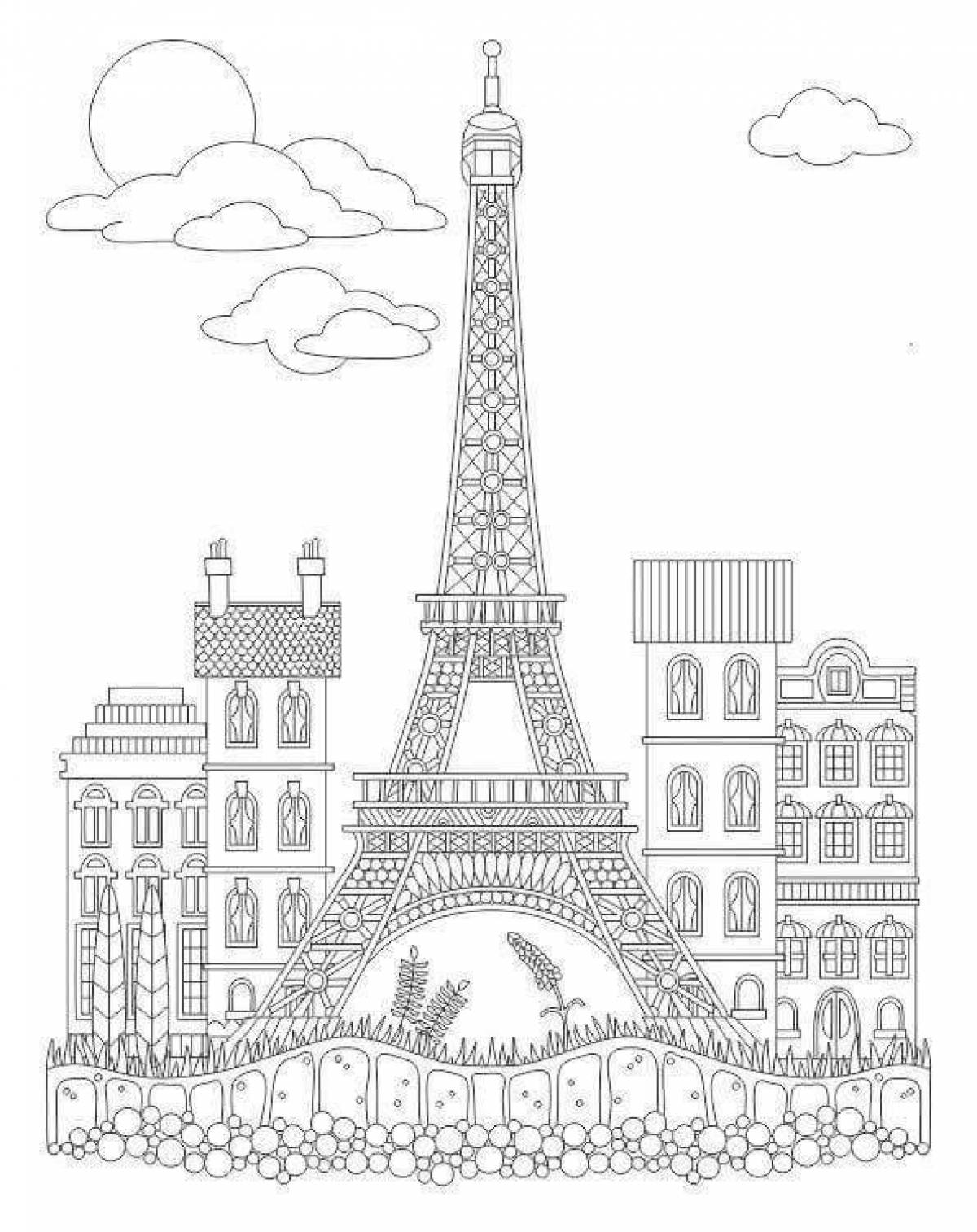 Glamourous eiffel tower coloring page