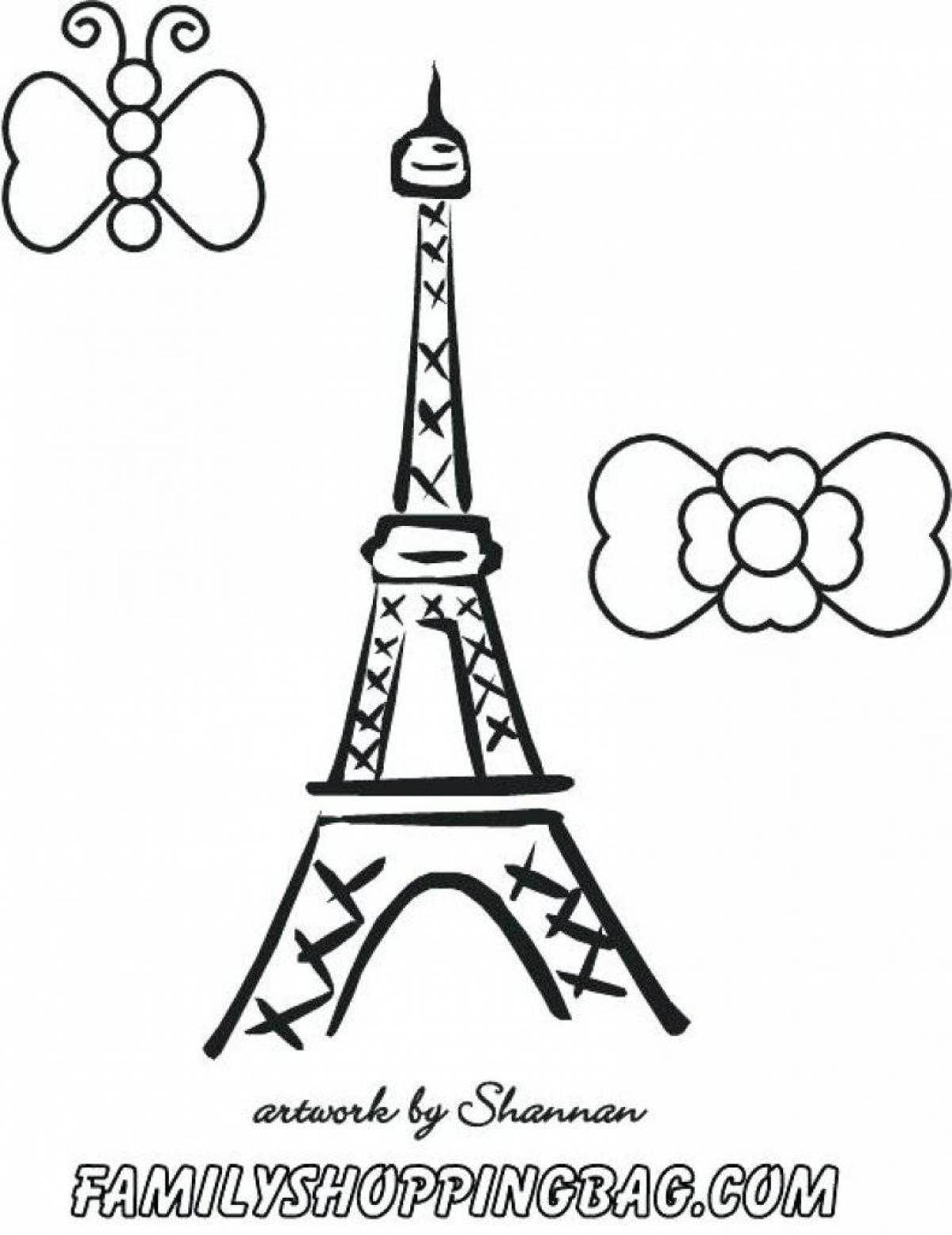 Glowing eiffel tower coloring page