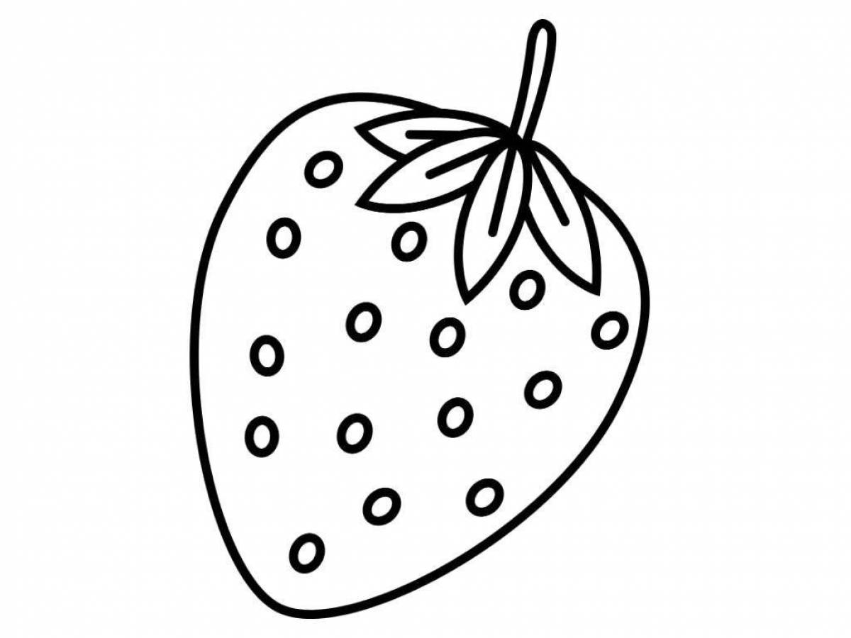 Playful strawberry coloring page for kids