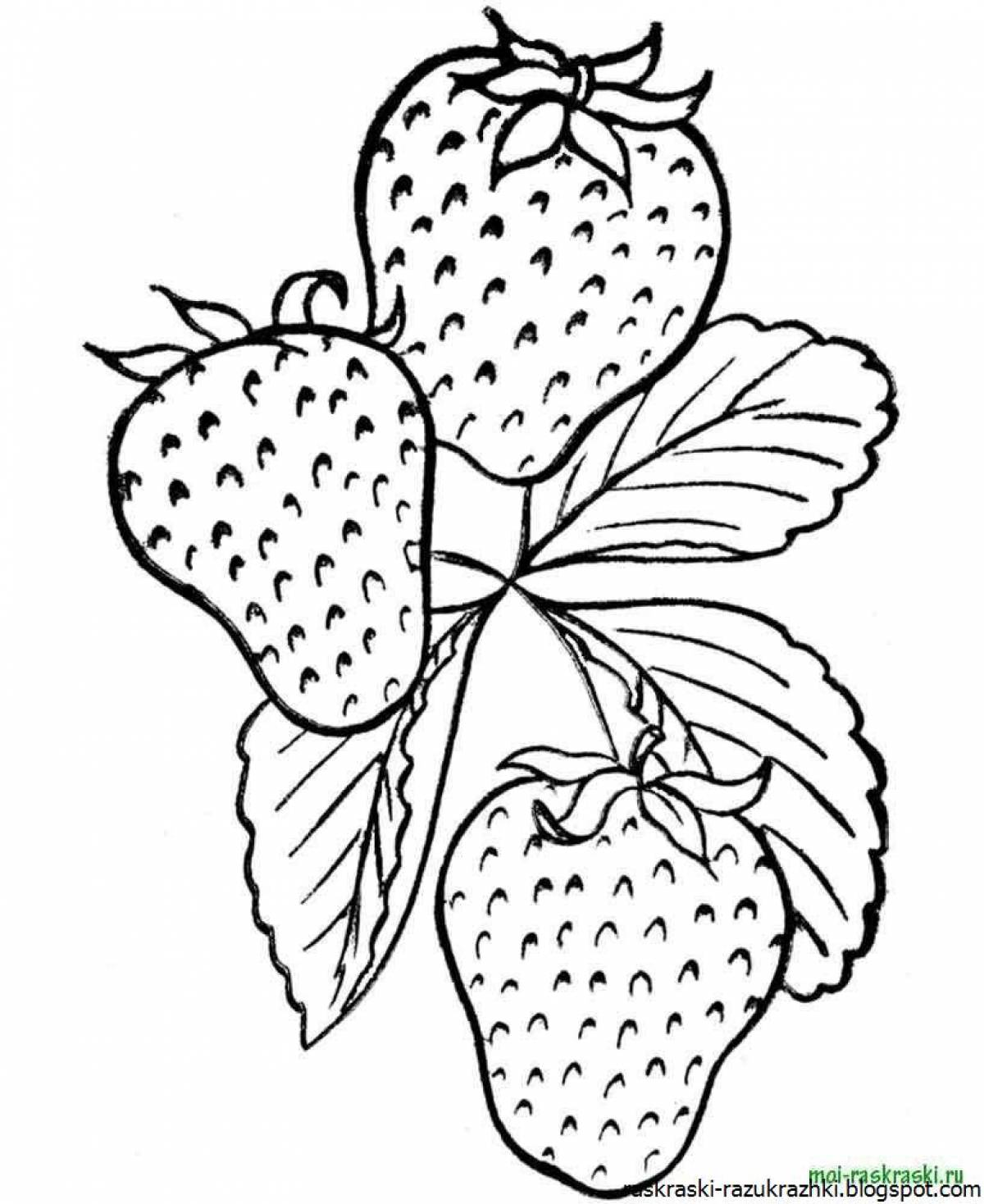 Coloring book shining strawberry for kids