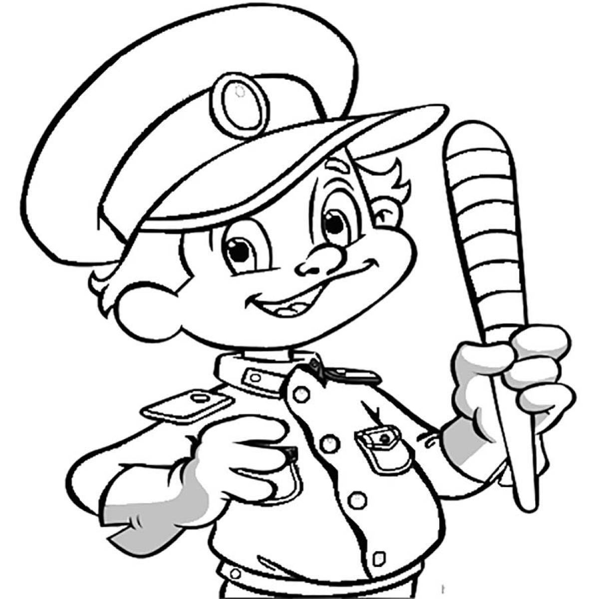 Cop coloring for kids