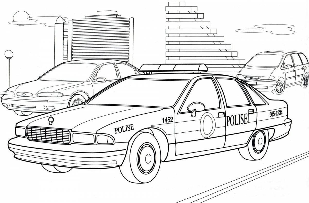 Colorful Cop Coloring Page for Kids