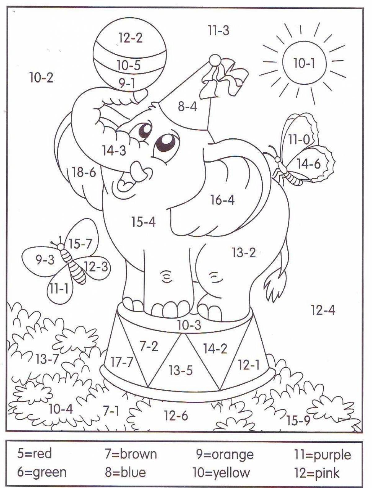 Fun coloring for math grade 1 with examples