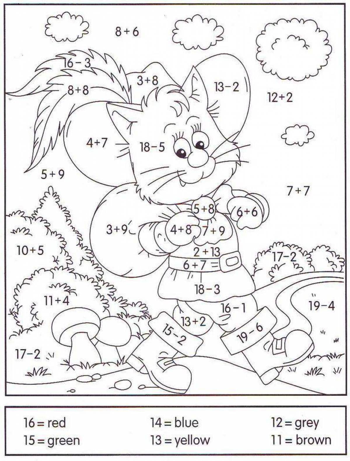 Bright math coloring for grade 1 within 20