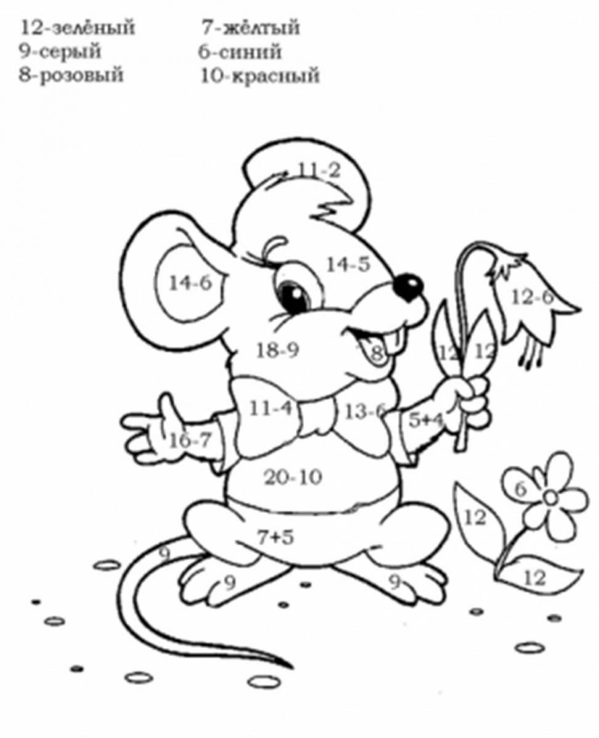 Fun math coloring book for grade 1 with examples up to 20