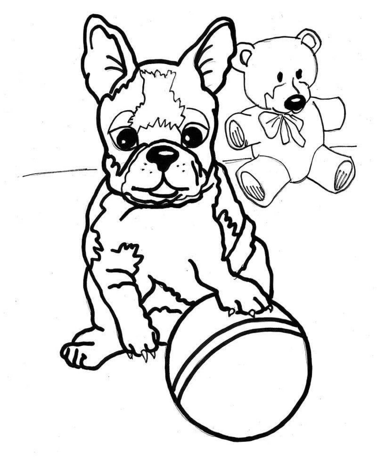 French bulldog playful coloring page