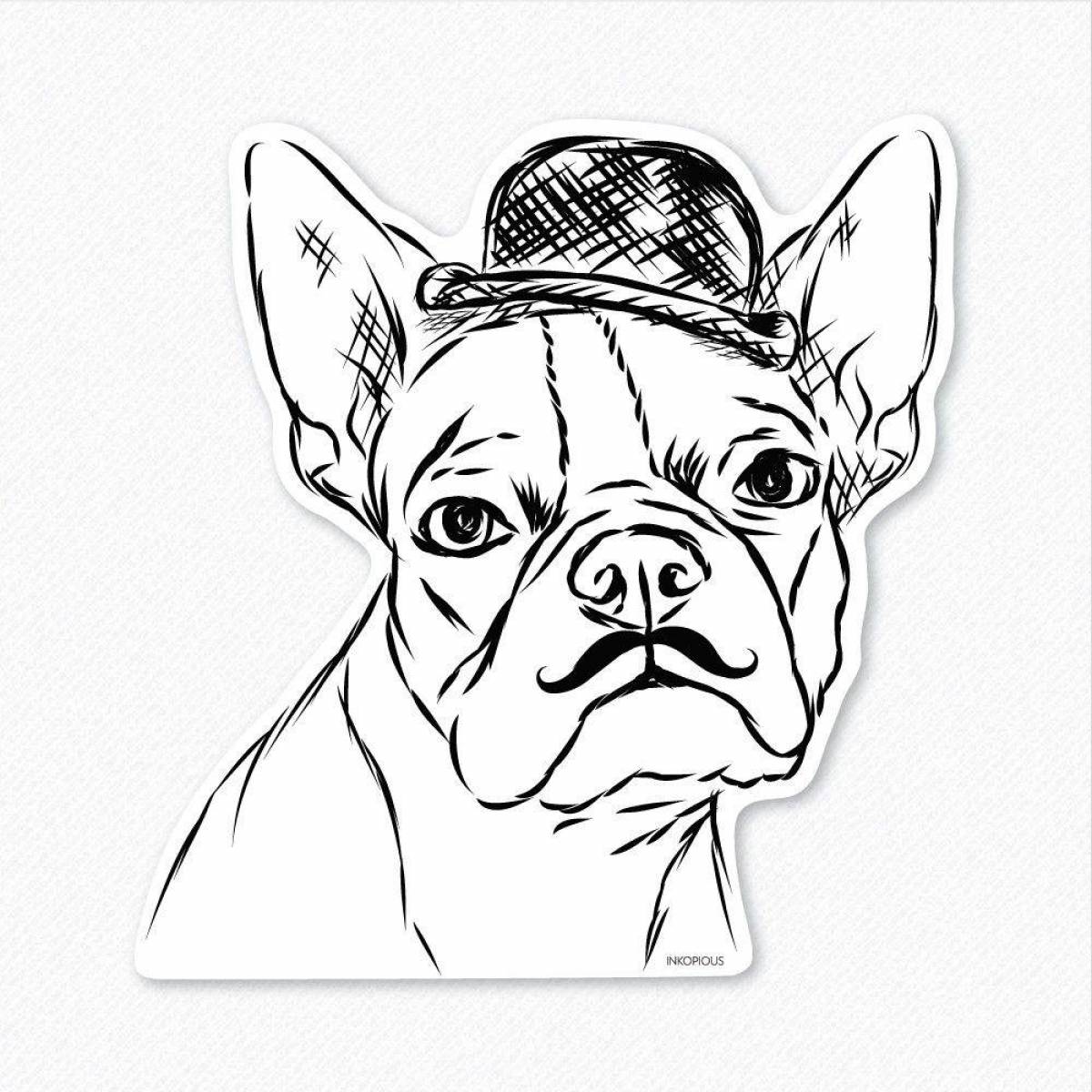 Naughty french bulldog coloring page