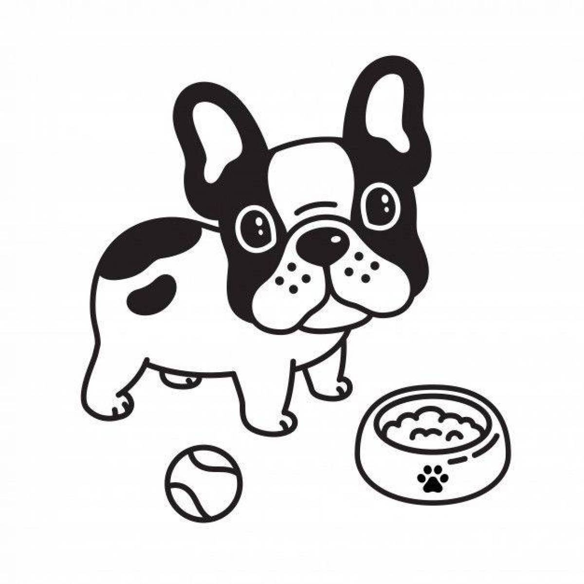 Coloring page energetic french bulldog