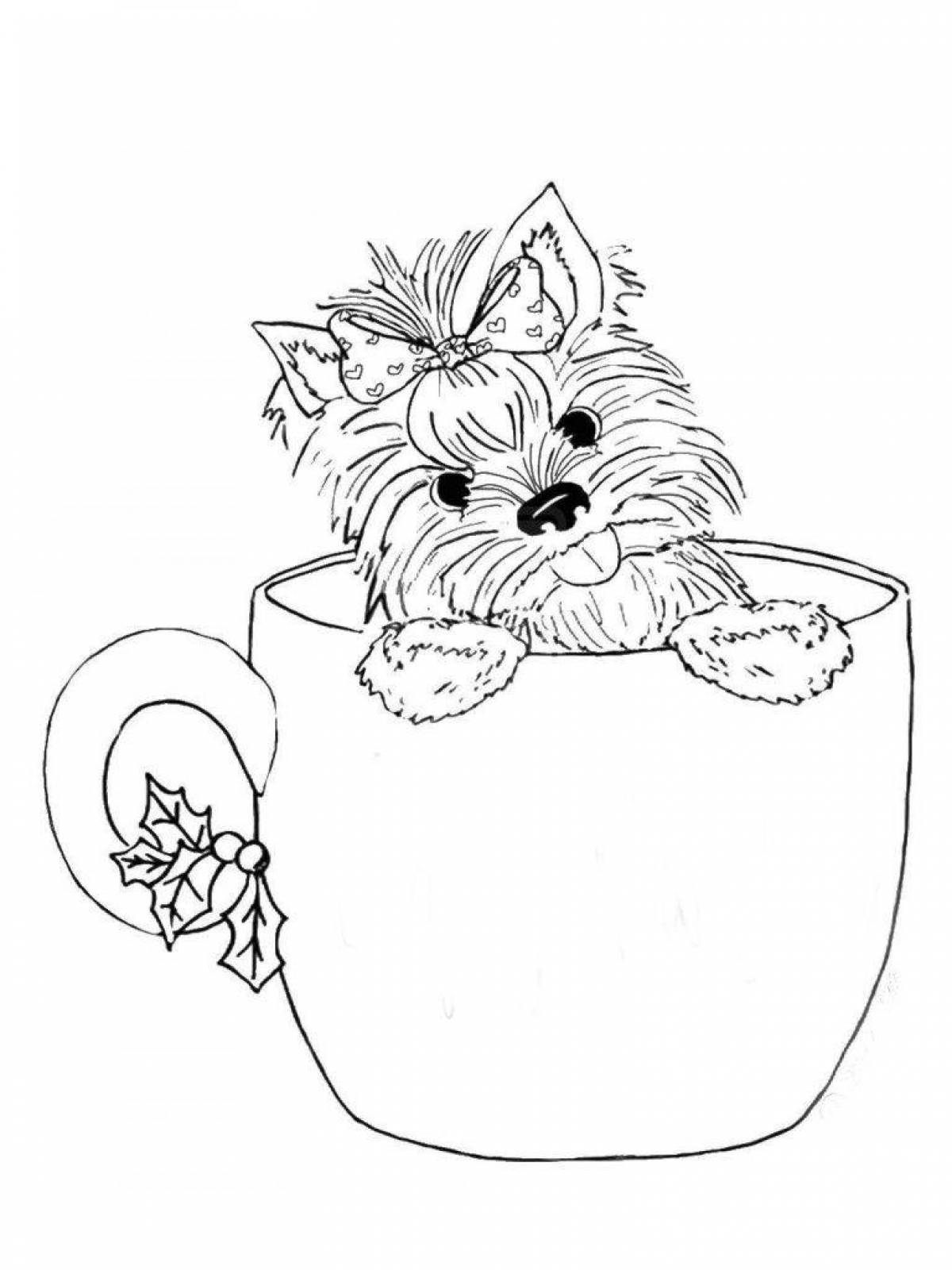 Coloring page of an attractive yorkshire terrier