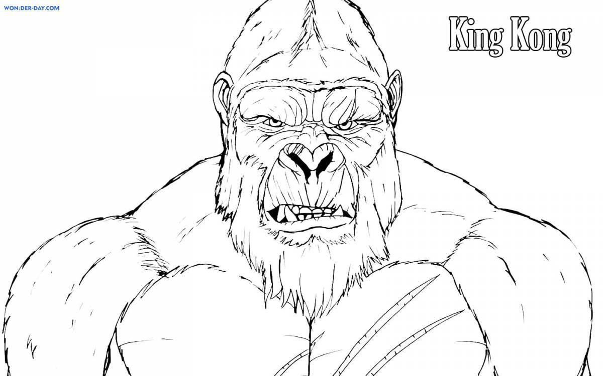 Bold king kong coloring page