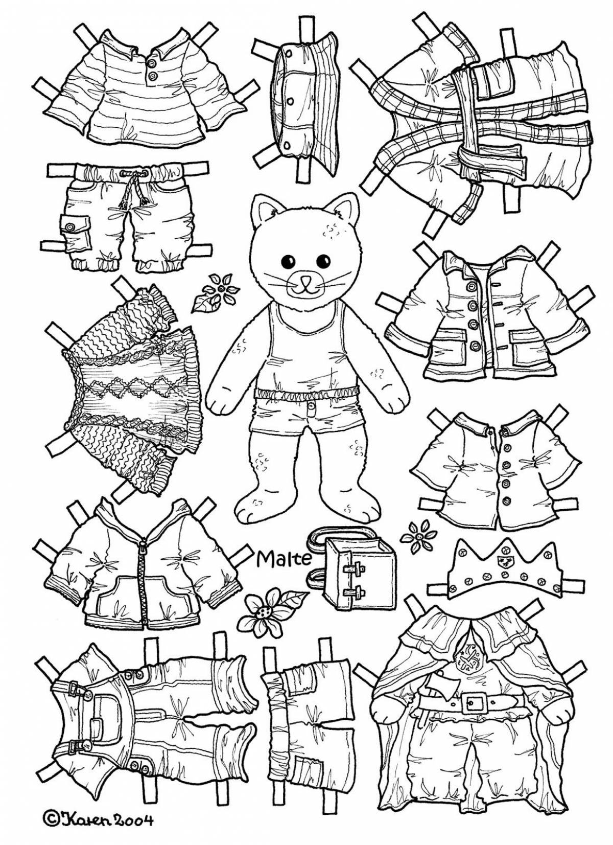 Cute lalafanfan coloring book with clothes