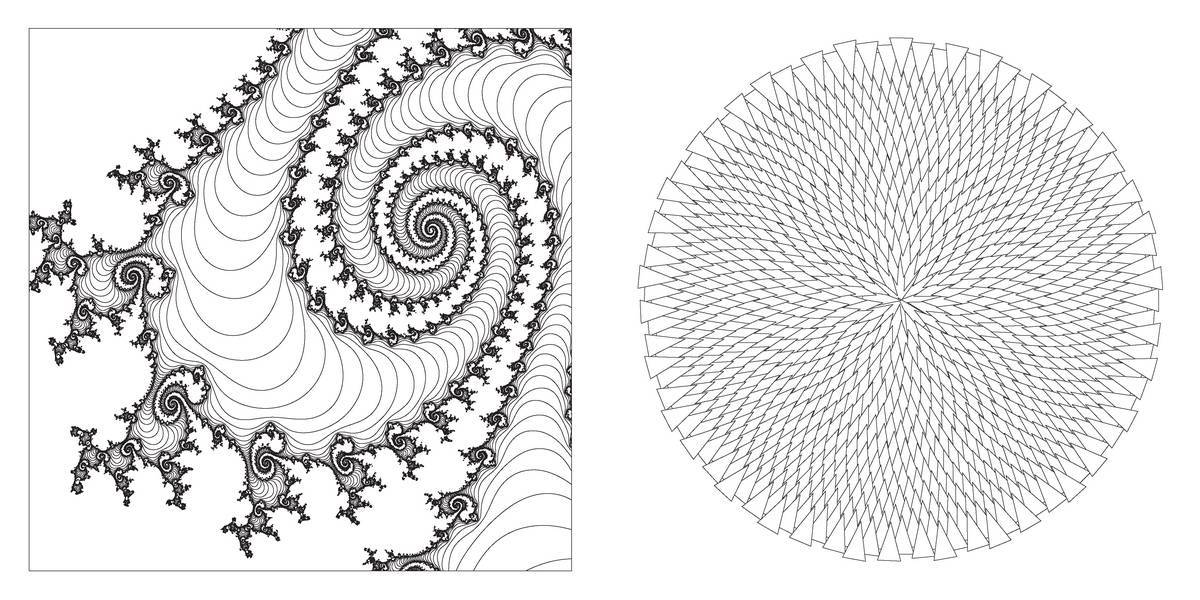 Страница раскраски с изображением сияющей спирали