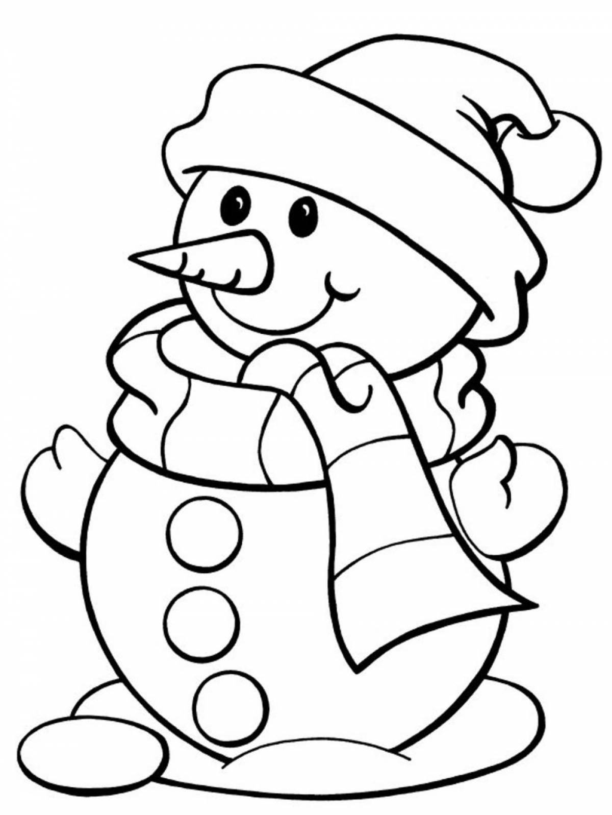 Яркая раскраска снеговика для детей