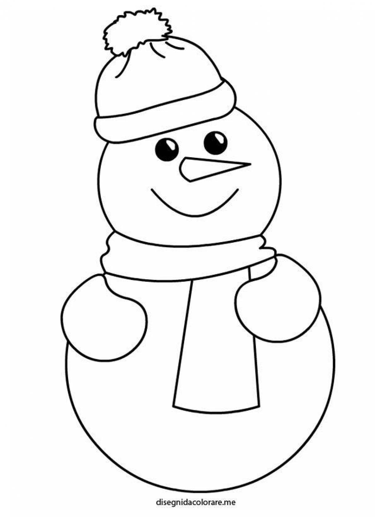 Раскраска озорной снеговик для детей