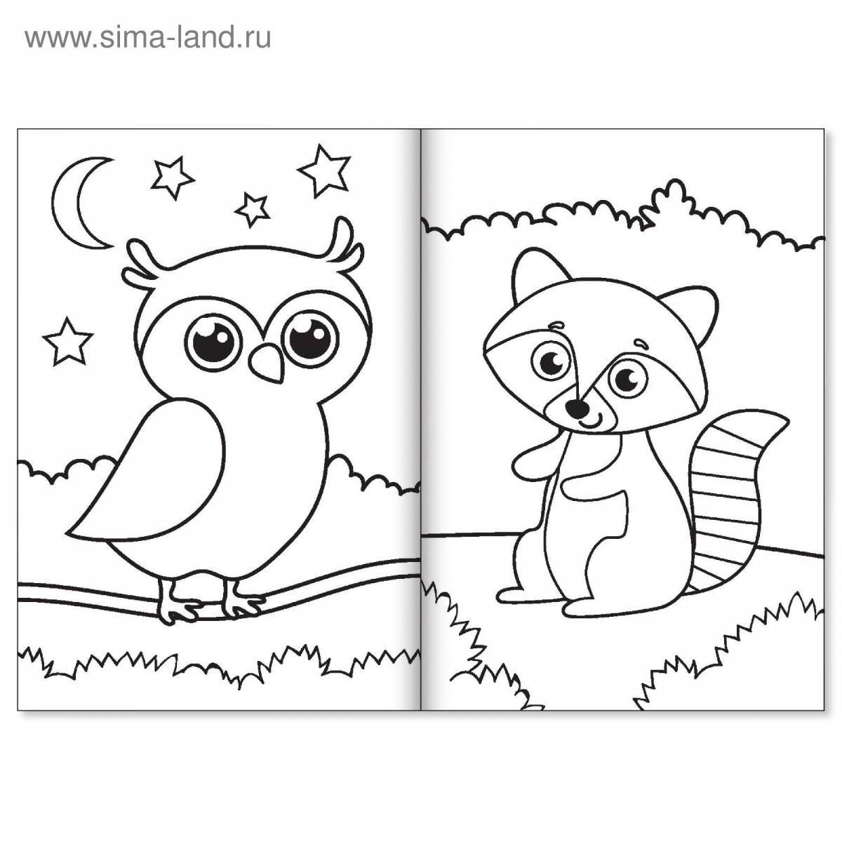 Playful animal coloring book for kids 5-6 years old