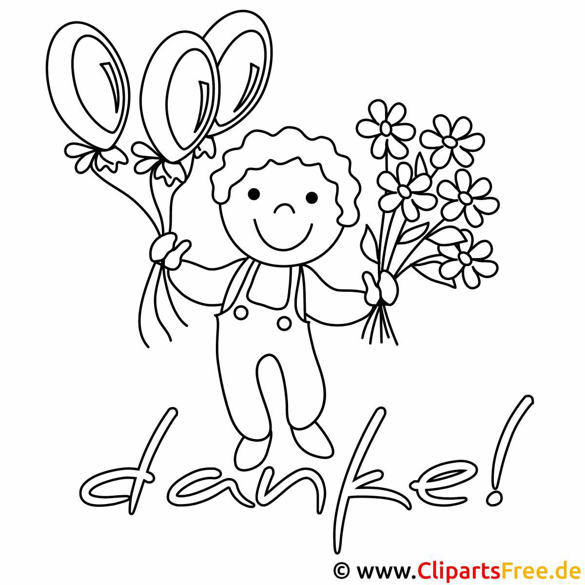 Happy thank you coloring page