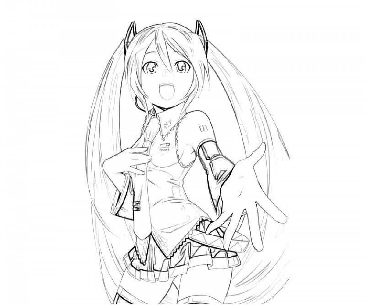 Colorful miku coloring page
