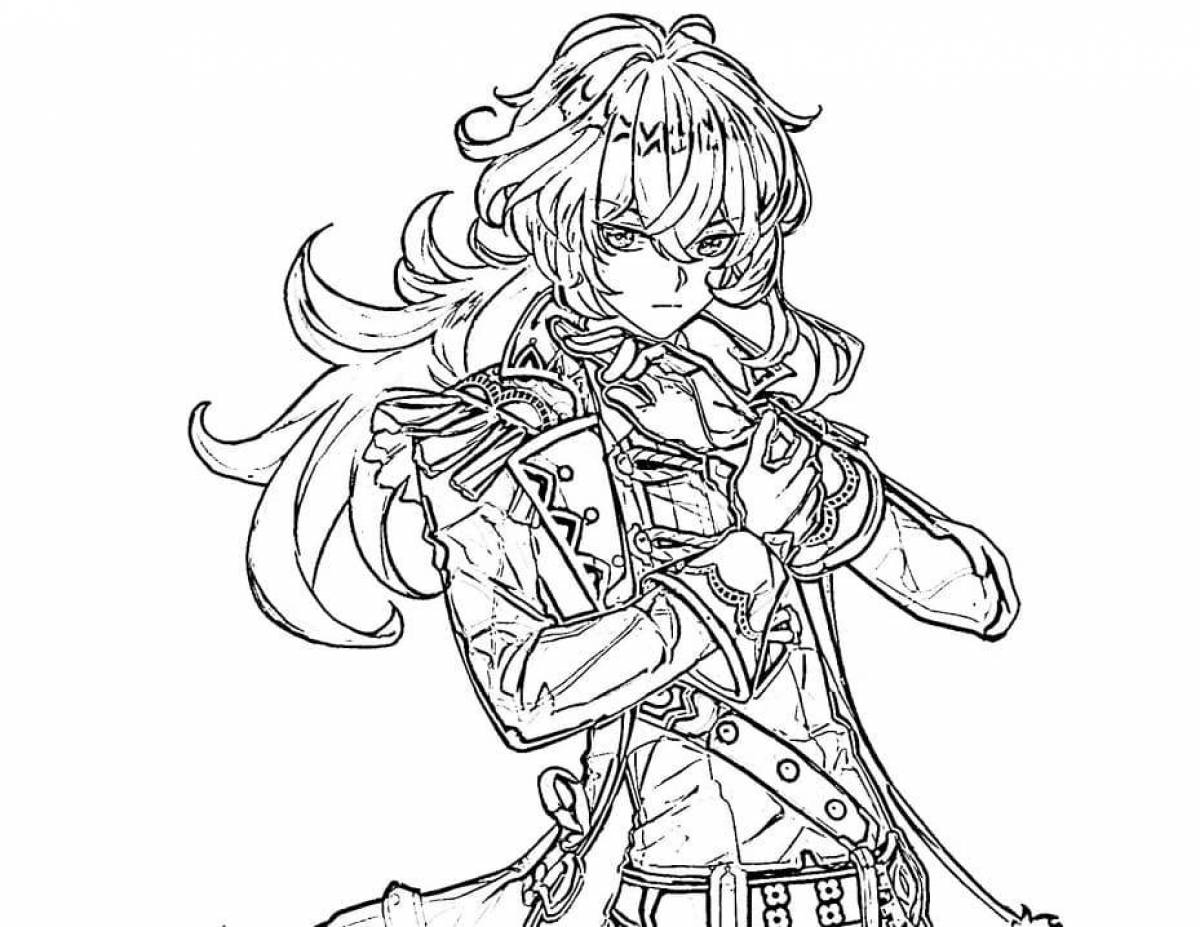 Glitter coloring page kli genshin blow