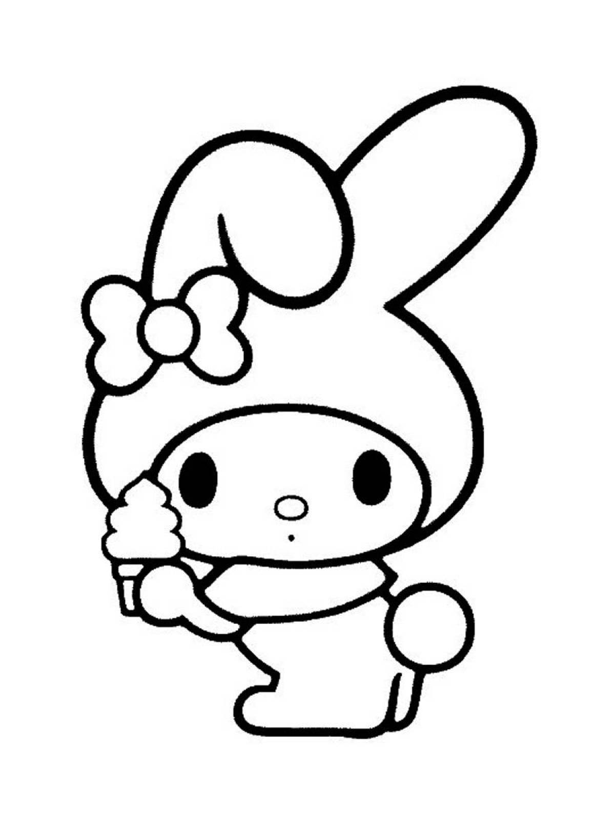 Adorable hello kitty melodies coloring page