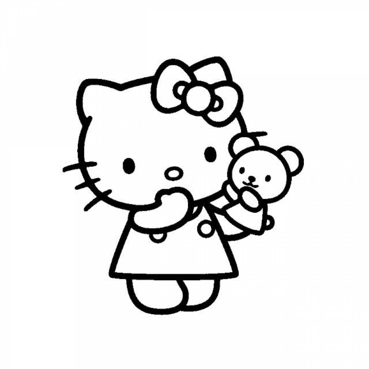 Яркая страница раскраски мелодий hello kitty
