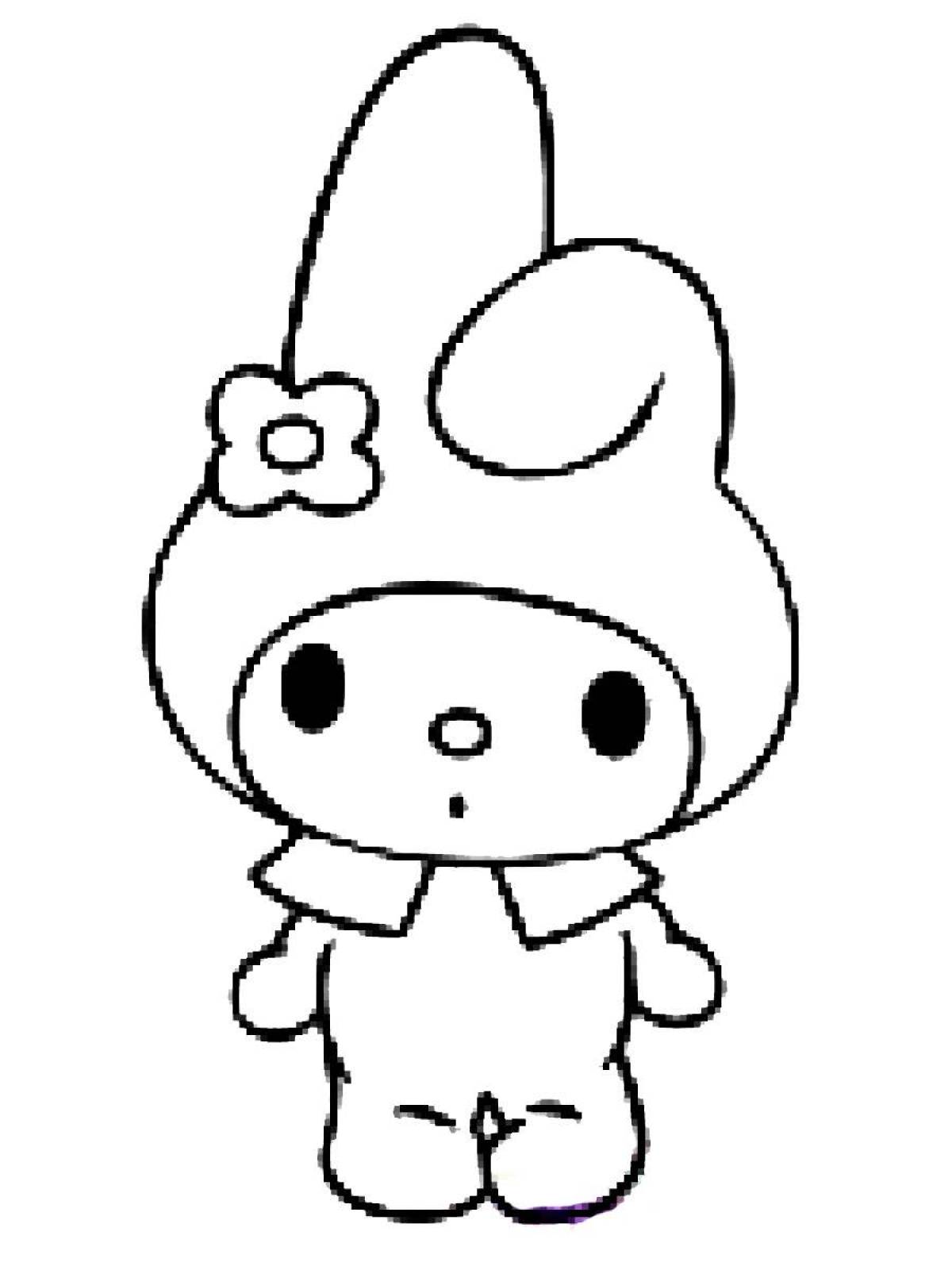 An animated hello kitty melodies coloring page