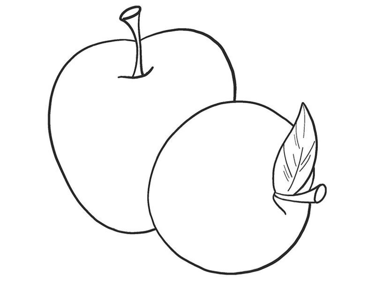 Радостная яблочная раскраска для детей