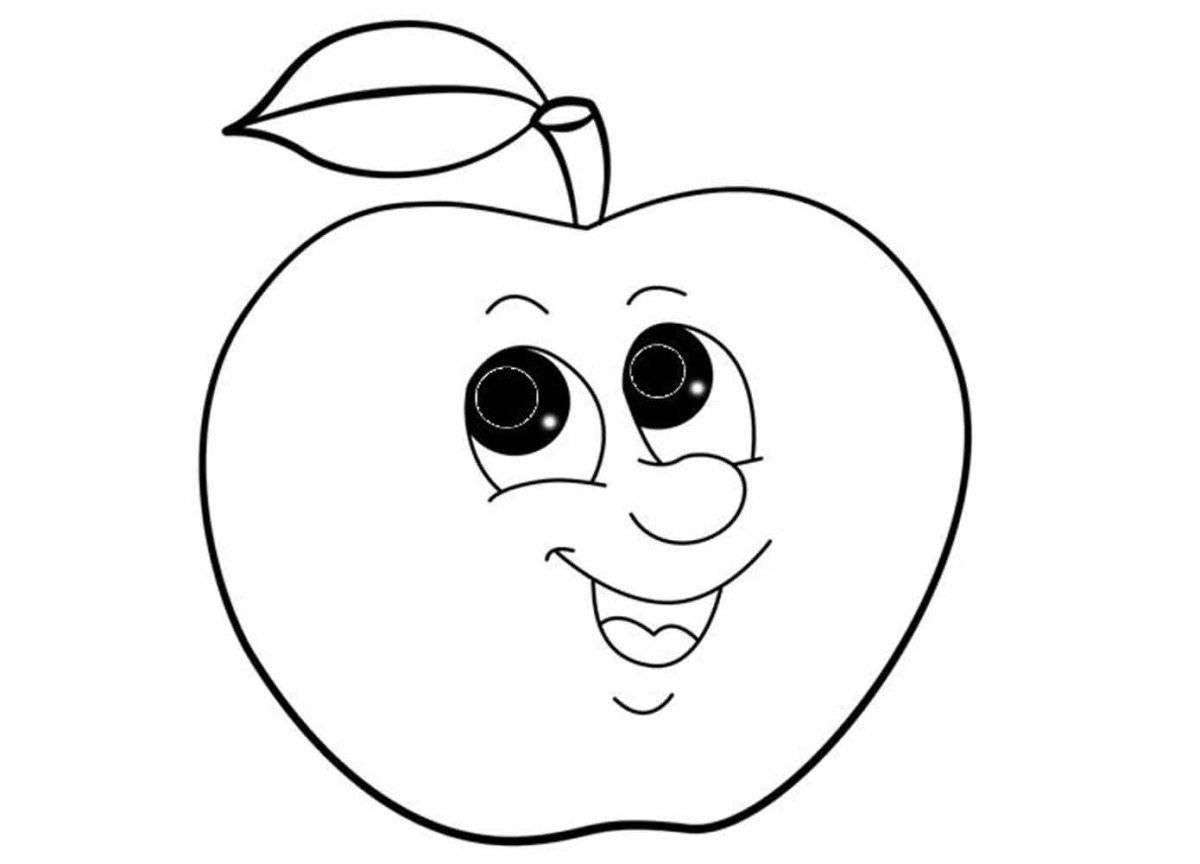 Playful apple coloring for kids