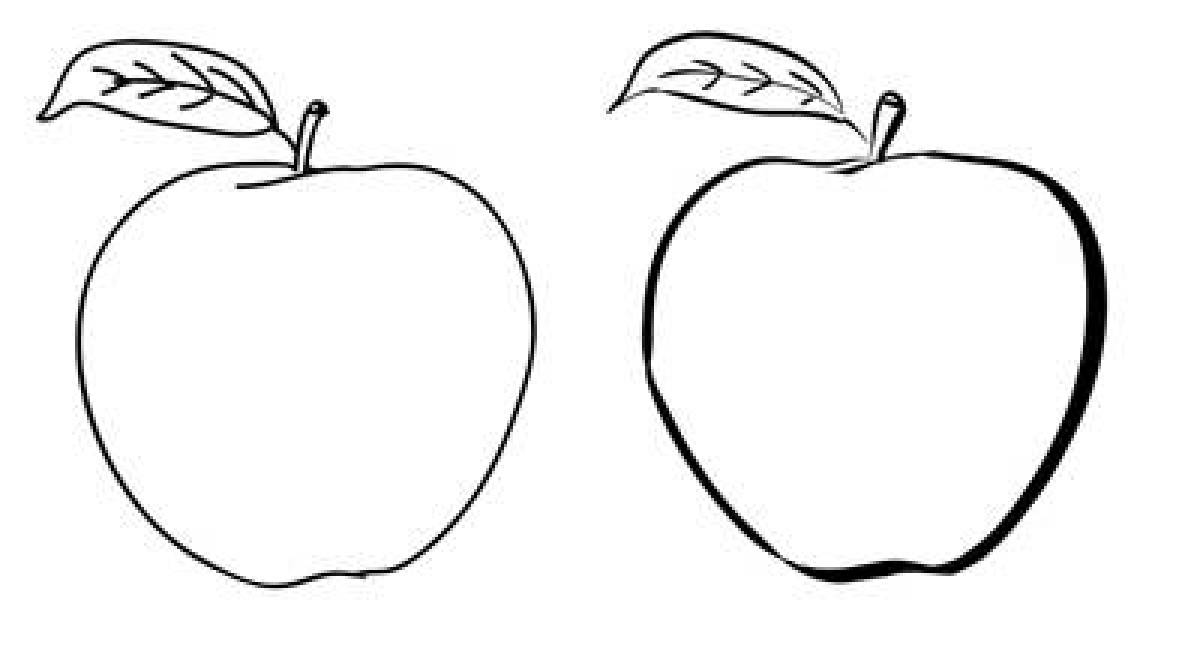 Раскраска игристое яблоко для детей 2-3 лет