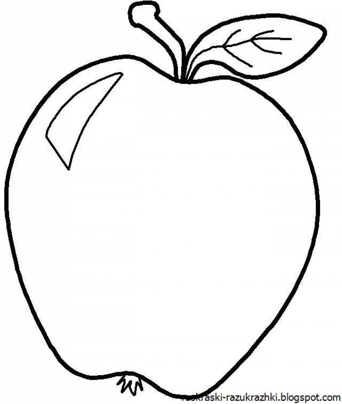 Coloring book shining apple for preschoolers