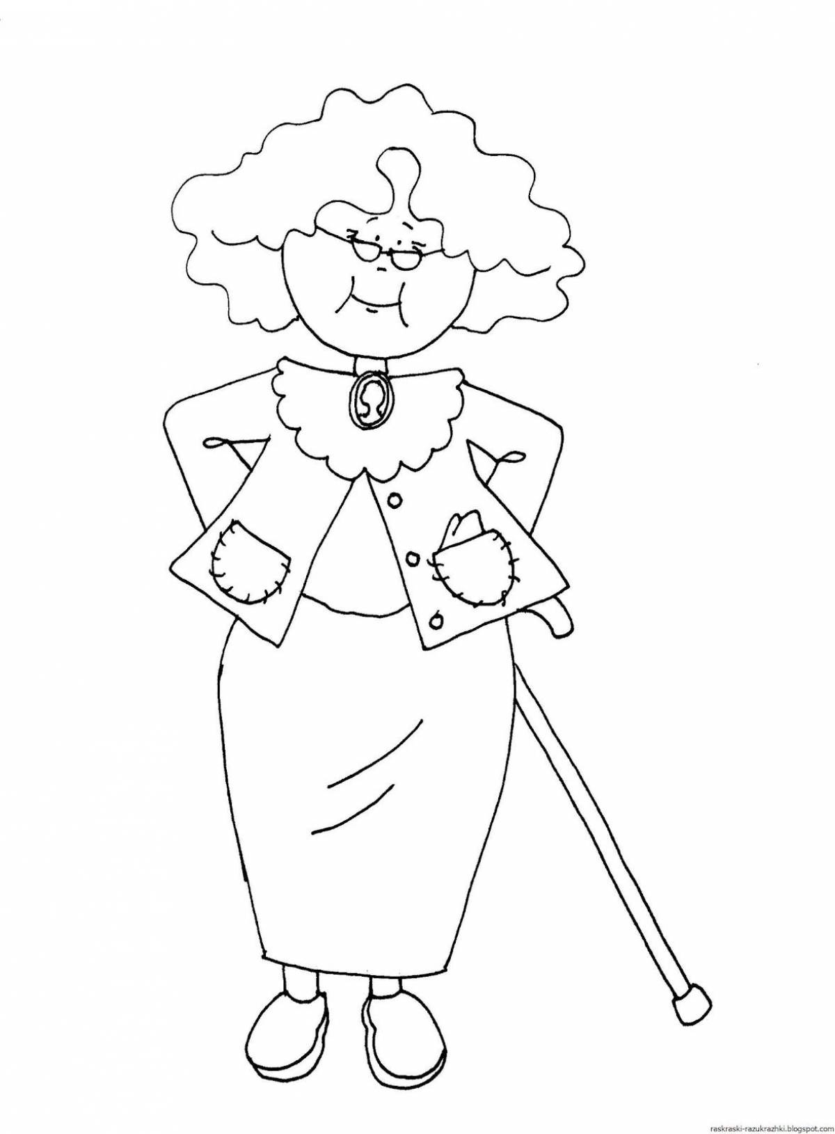 Colorful grandmother coloring page