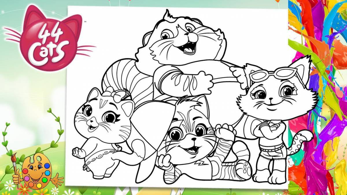 Colorful kittens coloring book