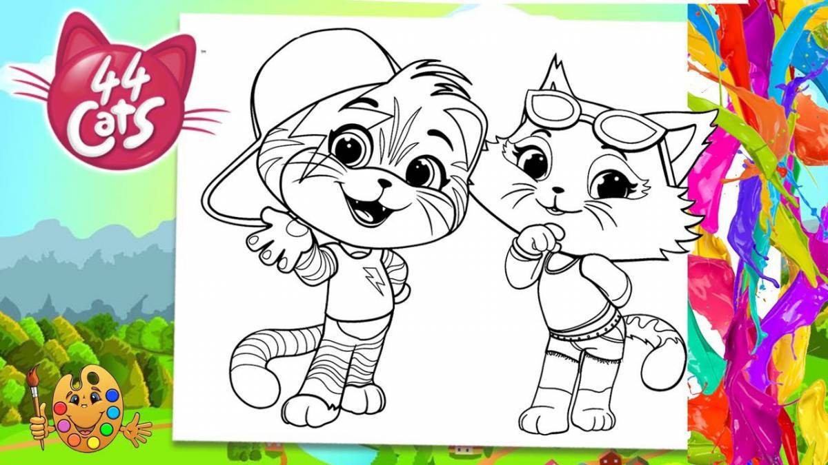 Loving kittens coloring page