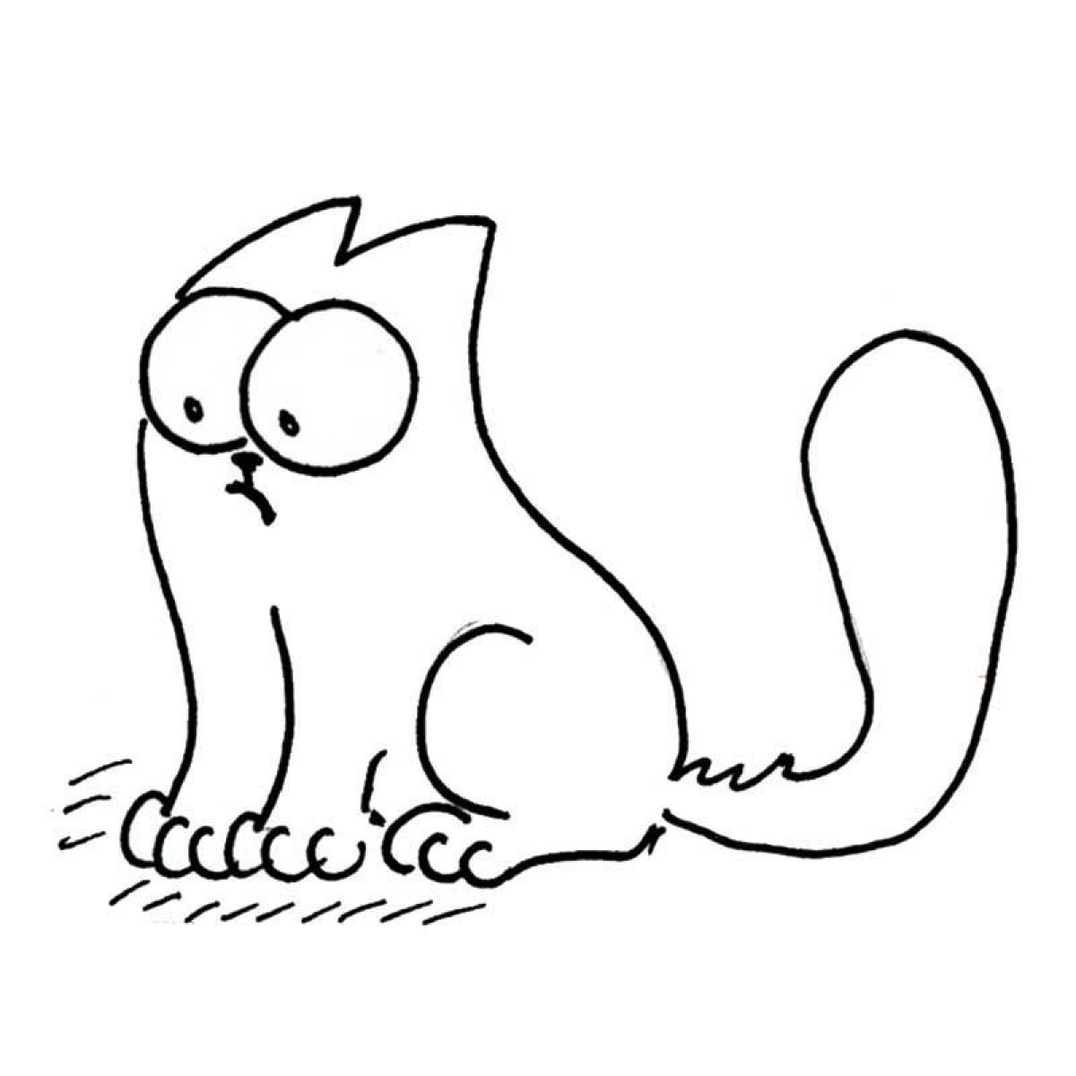 Joyful coloring cartoon cat