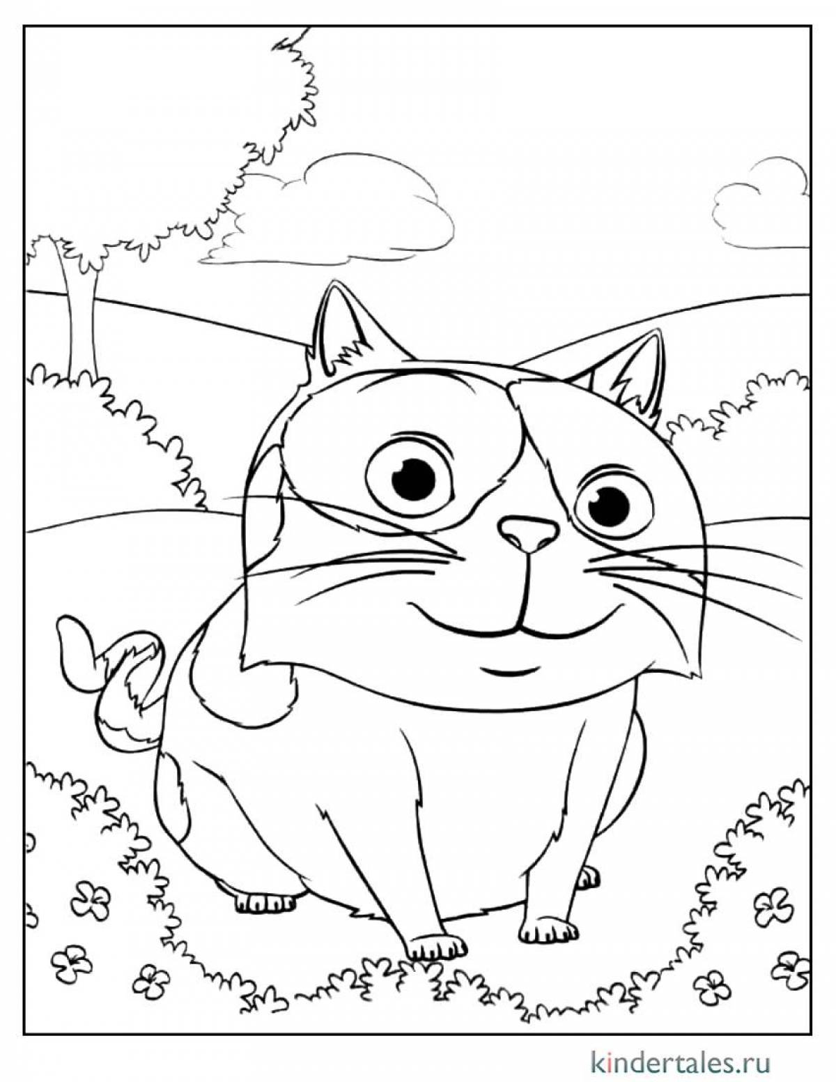 Chipper cartoon cat coloring page