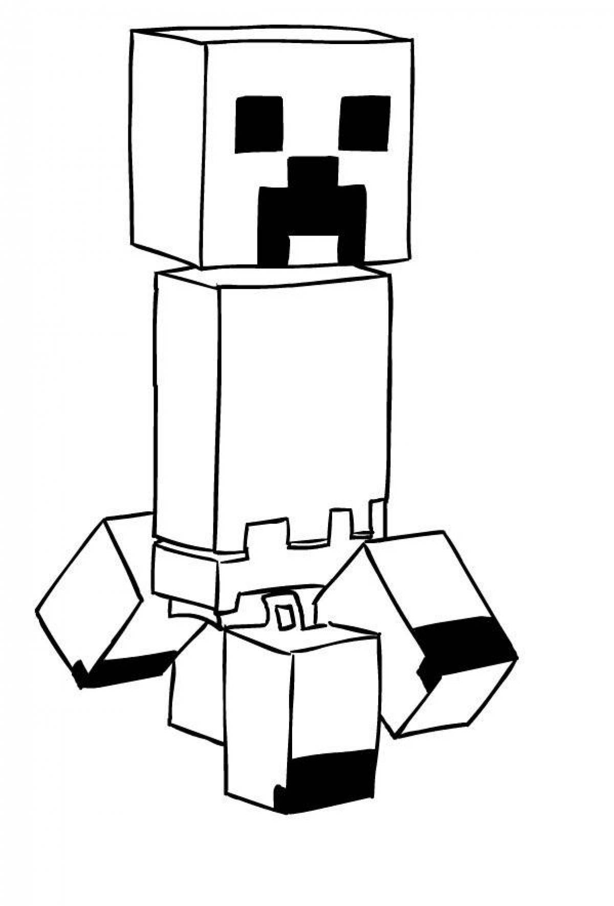 Exciting coloring minecraft creeper