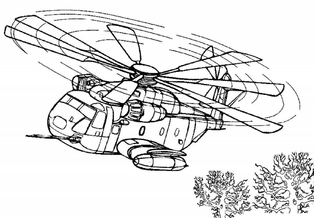 Majestic military helicopter coloring page