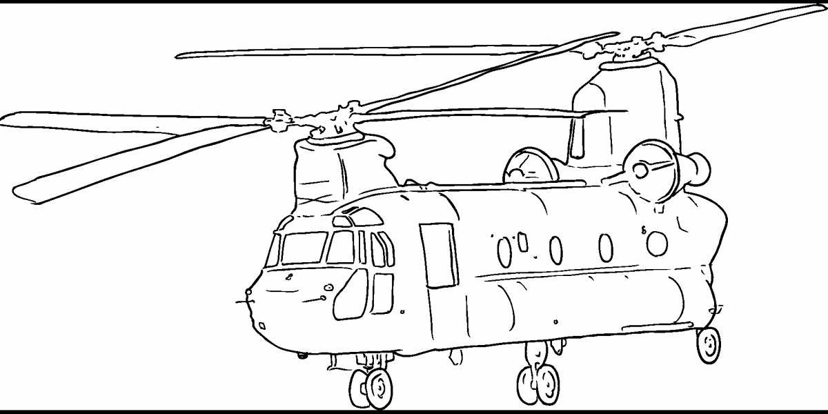 Раскраска потрясающий военный вертолет