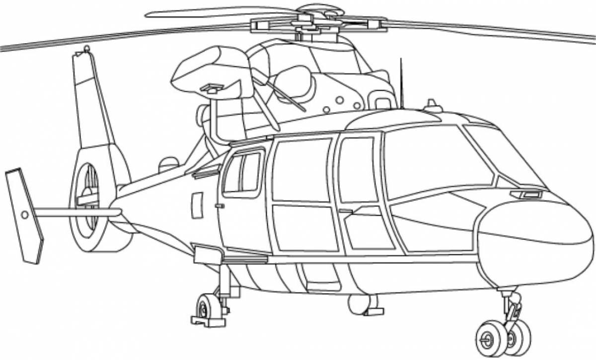 Fine military helicopter coloring page