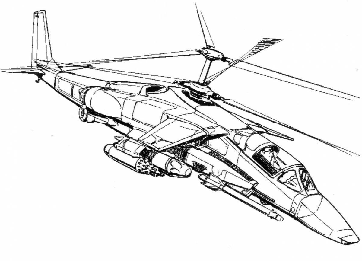 Увлекательная раскраска военного вертолета