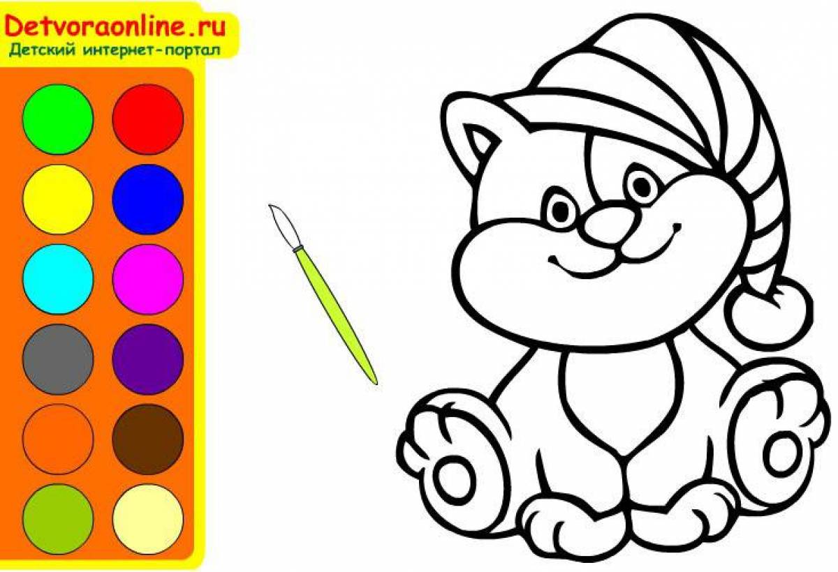 Детская раскраска с играми в цветах