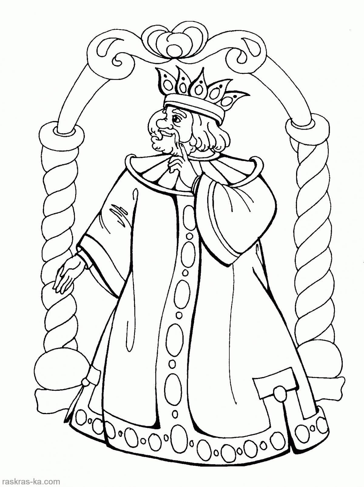 Elegant coloring book from Pushkin's fairy tales