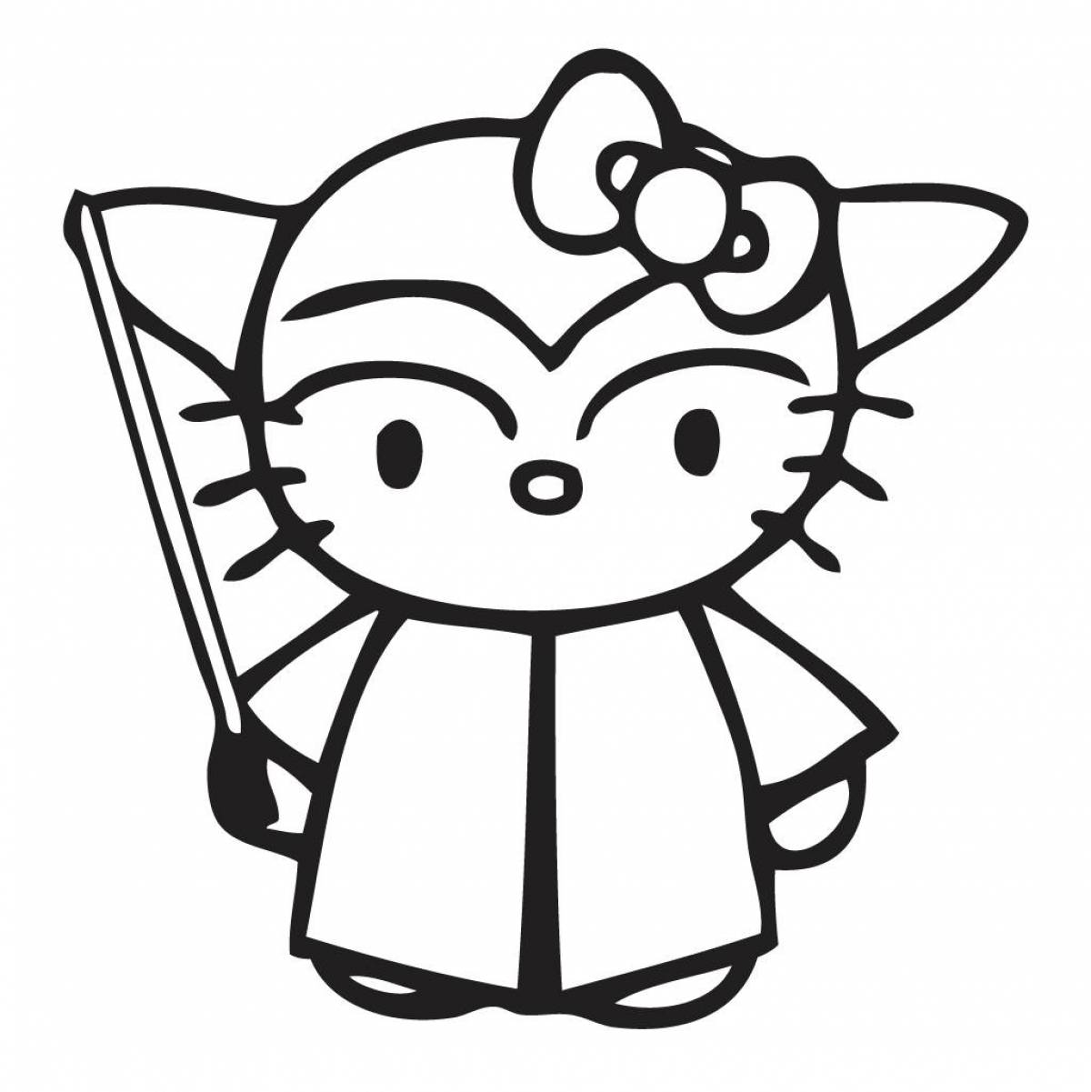 Adorable hallow kitty kuromi coloring page