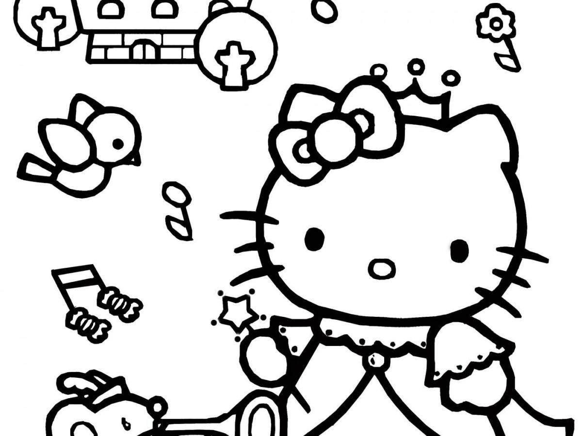Чудесная страница раскраски hallow kitty kuromi