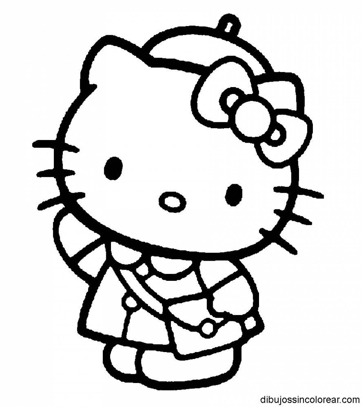 Glitter hallow kitty kuromi coloring page