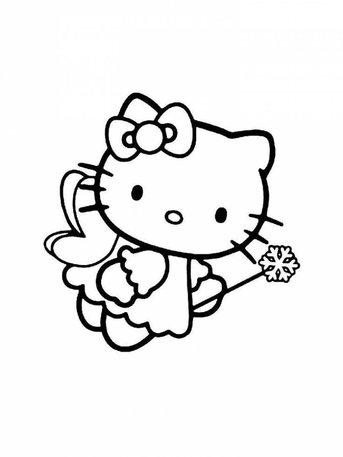 Lively hallow kitty kuromi coloring page